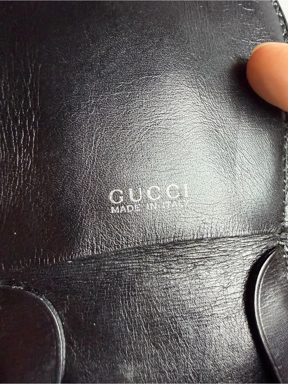 Vintage G Logo Black Leather Coin Purse Pouch